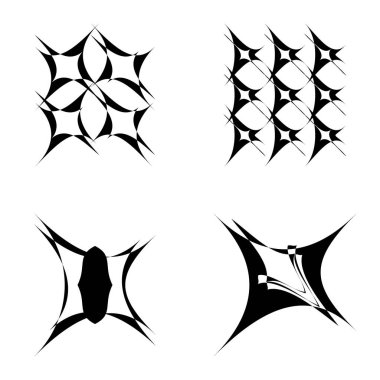 Soyut _ 4star Düz Simge Seti Beyaz Arkaplanda İzole Edildi