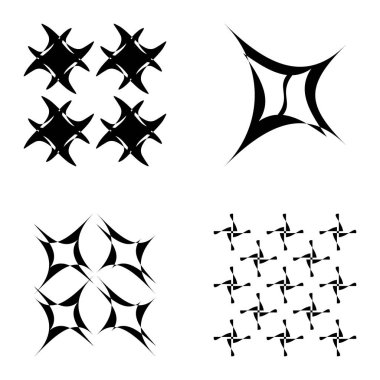 Soyut _ 4star Düz Simge Seti Beyaz Arkaplanda İzole Edildi