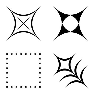 Özet _ 4star2 Düz Simge Seti Beyaz Arkaplanda İzole Edildi