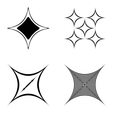 Özet _ 4star2 Düz Simge Seti Beyaz Arkaplanda İzole Edildi