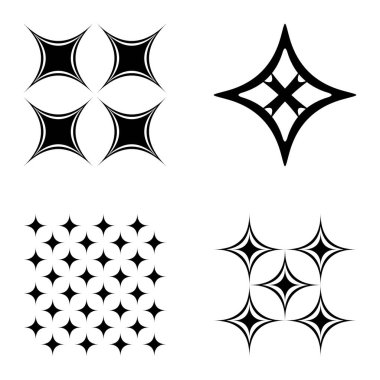 Özet _ 4star2 Düz Simge Seti Beyaz Arkaplanda İzole Edildi