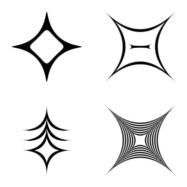 Özet _ 4star2 Düz Simge Seti Beyaz Arkaplanda İzole Edildi