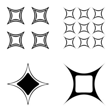 Özet _ 4star2 Düz Simge Seti Beyaz Arkaplanda İzole Edildi