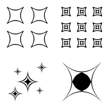 Özet _ 4star2 Düz Simge Seti Beyaz Arkaplanda İzole Edildi