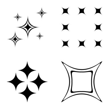 Özet _ 4star2 Düz Simge Seti Beyaz Arkaplanda İzole Edildi