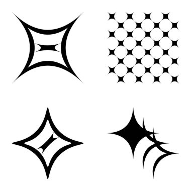 Özet _ 4star2 Düz Simge Seti Beyaz Arkaplanda İzole Edildi