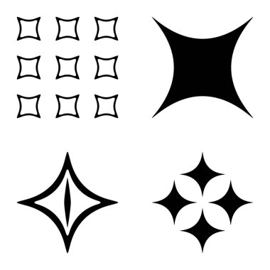 Özet _ 4star2 Düz Simge Seti Beyaz Arkaplanda İzole Edildi