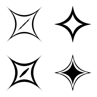 Özet _ 4star2 Düz Simge Seti Beyaz Arkaplanda İzole Edildi