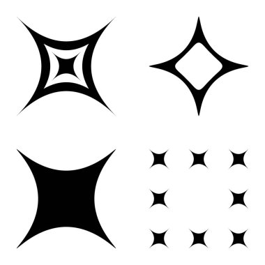 Özet _ 4star2 Düz Simge Seti Beyaz Arkaplanda İzole Edildi