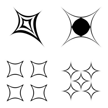 Özet _ 4star2 Düz Simge Seti Beyaz Arkaplanda İzole Edildi