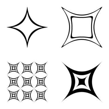 Özet _ 4star2 Düz Simge Seti Beyaz Arkaplanda İzole Edildi