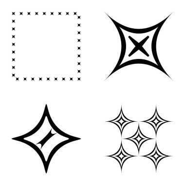 Özet _ 4star2 Düz Simge Seti Beyaz Arkaplanda İzole Edildi