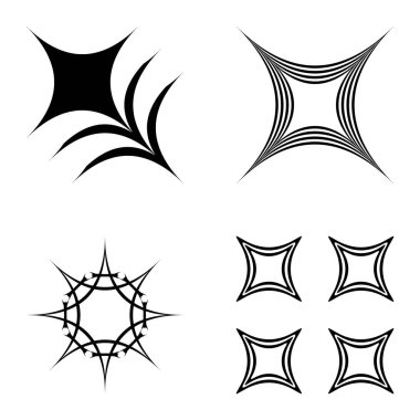 Özet _ 4star2 Düz Simge Seti Beyaz Arkaplanda İzole Edildi