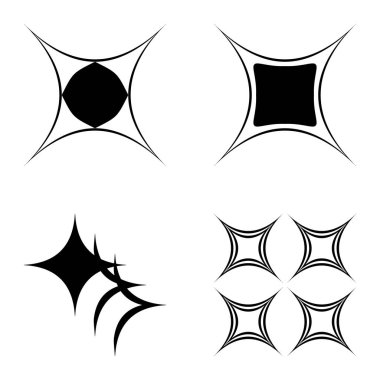 Özet _ 4star2 Düz Simge Seti Beyaz Arkaplanda İzole Edildi