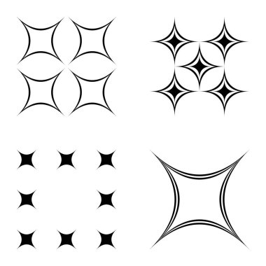 Özet _ 4star2 Düz Simge Seti Beyaz Arkaplanda İzole Edildi