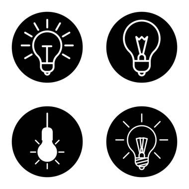 Bulb1-2cg + Düz Simge Seti Beyaz Arkaplanda İzole Edildi