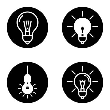 Bulb1-2cg + Düz Simge Seti Beyaz Arkaplanda İzole Edildi