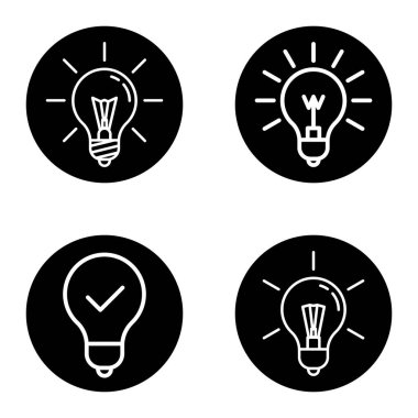 Bulb1-2cg + Düz Simge Seti Beyaz Arkaplanda İzole Edildi