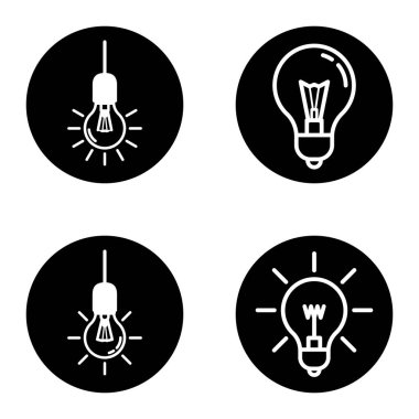 Bulb1-2cg + Düz Simge Seti Beyaz Arkaplanda İzole Edildi