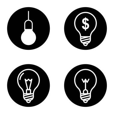 Bulb1-2cg + Düz Simge Seti Beyaz Arkaplanda İzole Edildi