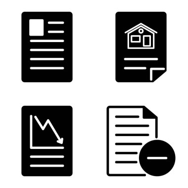 Docs1-2g + Düz Simge Seti Beyaz Arkaplanda İzole Edildi