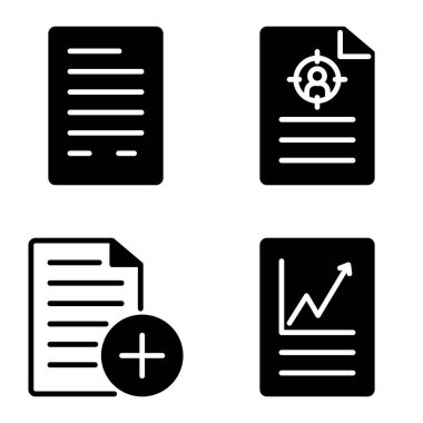 Docs1-2g + Düz Simge Seti Beyaz Arkaplanda İzole Edildi