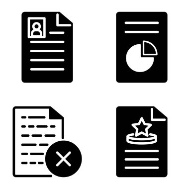 Docs1-2g + Düz Simge Seti Beyaz Arkaplanda İzole Edildi