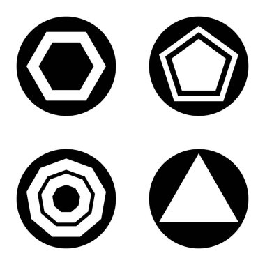 Çokgon1-2 cg Düz Simge Seti Beyaz Arkaplanda İzole Edildi