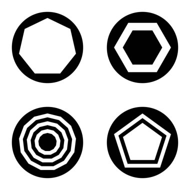 Çokgon1-2 cg Düz Simge Seti Beyaz Arkaplanda İzole Edildi