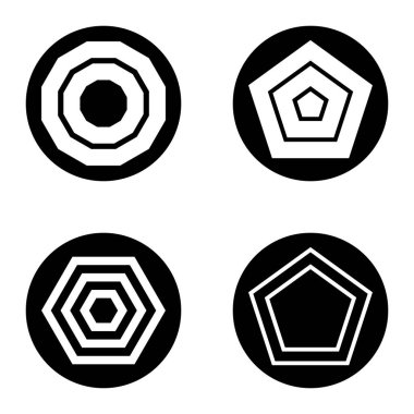 Çokgon1-2 cg Düz Simge Seti Beyaz Arkaplanda İzole Edildi