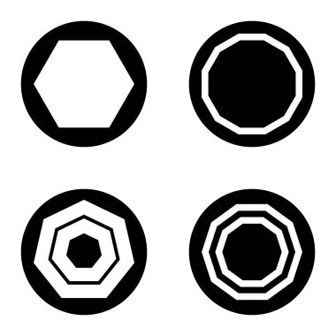 Çokgon1-2 cg Düz Simge Seti Beyaz Arkaplanda İzole Edildi