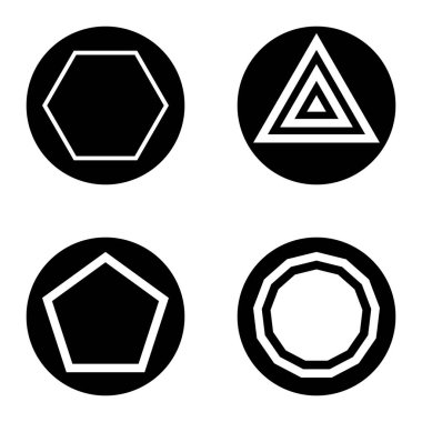 Çokgon1-2 cg Düz Simge Seti Beyaz Arkaplanda İzole Edildi