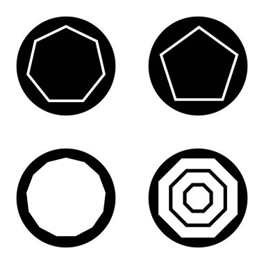 Çokgon1-2 cg Düz Simge Seti Beyaz Arkaplanda İzole Edildi