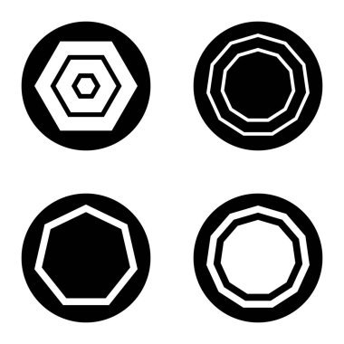 Çokgon1-2 cg Düz Simge Seti Beyaz Arkaplanda İzole Edildi