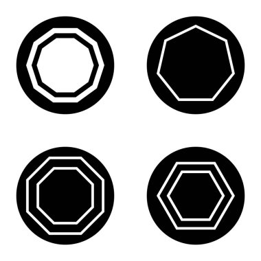 Çokgon1-2 cg Düz Simge Seti Beyaz Arkaplanda İzole Edildi