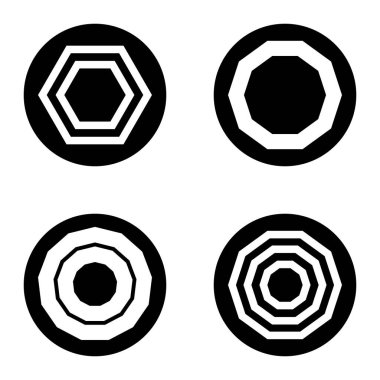 Çokgon1-2 cg Düz Simge Seti Beyaz Arkaplanda İzole Edildi