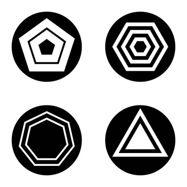 Çokgon1-2 cg Düz Simge Seti Beyaz Arkaplanda İzole Edildi