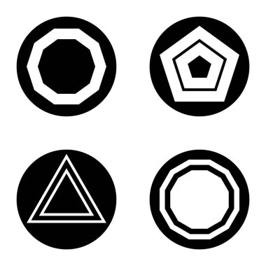 Çokgon1-2 cg Düz Simge Seti Beyaz Arkaplanda İzole Edildi