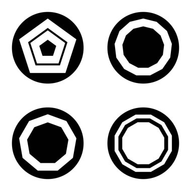 Çokgon1-2 cg Düz Simge Seti Beyaz Arkaplanda İzole Edildi