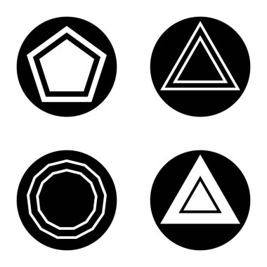 Çokgon1-2 cg Düz Simge Seti Beyaz Arkaplanda İzole Edildi