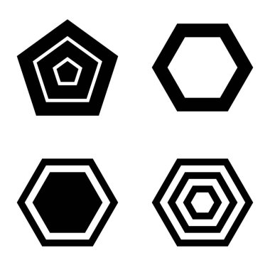 Çokgon2 Düz Simge Seti Beyaz Arkaplanda İzole Edildi