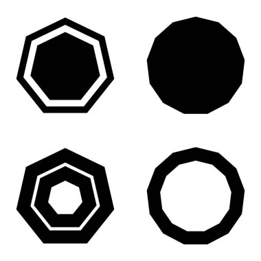 Çokgon2 Düz Simge Seti Beyaz Arkaplanda İzole Edildi