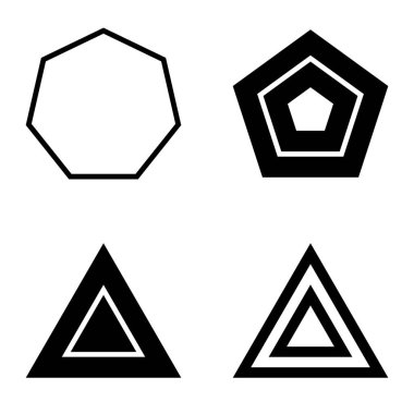 Çokgon2 Düz Simge Seti Beyaz Arkaplanda İzole Edildi