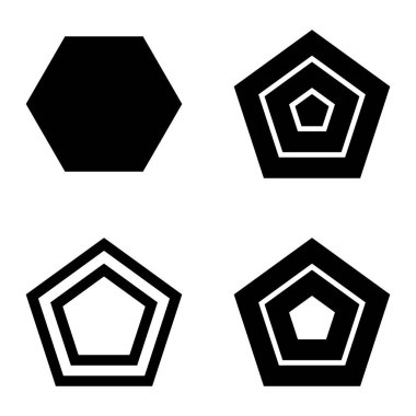 Çokgon2 Düz Simge Seti Beyaz Arkaplanda İzole Edildi
