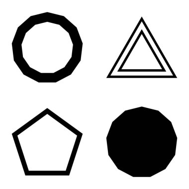 Çokgon2 Düz Simge Seti Beyaz Arkaplanda İzole Edildi