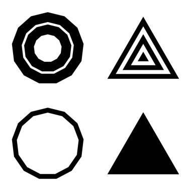 Çokgon2 Düz Simge Seti Beyaz Arkaplanda İzole Edildi