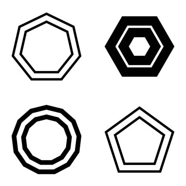 Çokgon2 Düz Simge Seti Beyaz Arkaplanda İzole Edildi