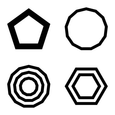 Çokgon2 Düz Simge Seti Beyaz Arkaplanda İzole Edildi