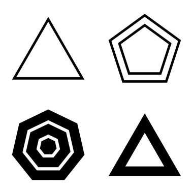 Çokgon2 Düz Simge Seti Beyaz Arkaplanda İzole Edildi
