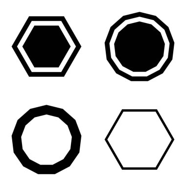 Çokgon2 Düz Simge Seti Beyaz Arkaplanda İzole Edildi